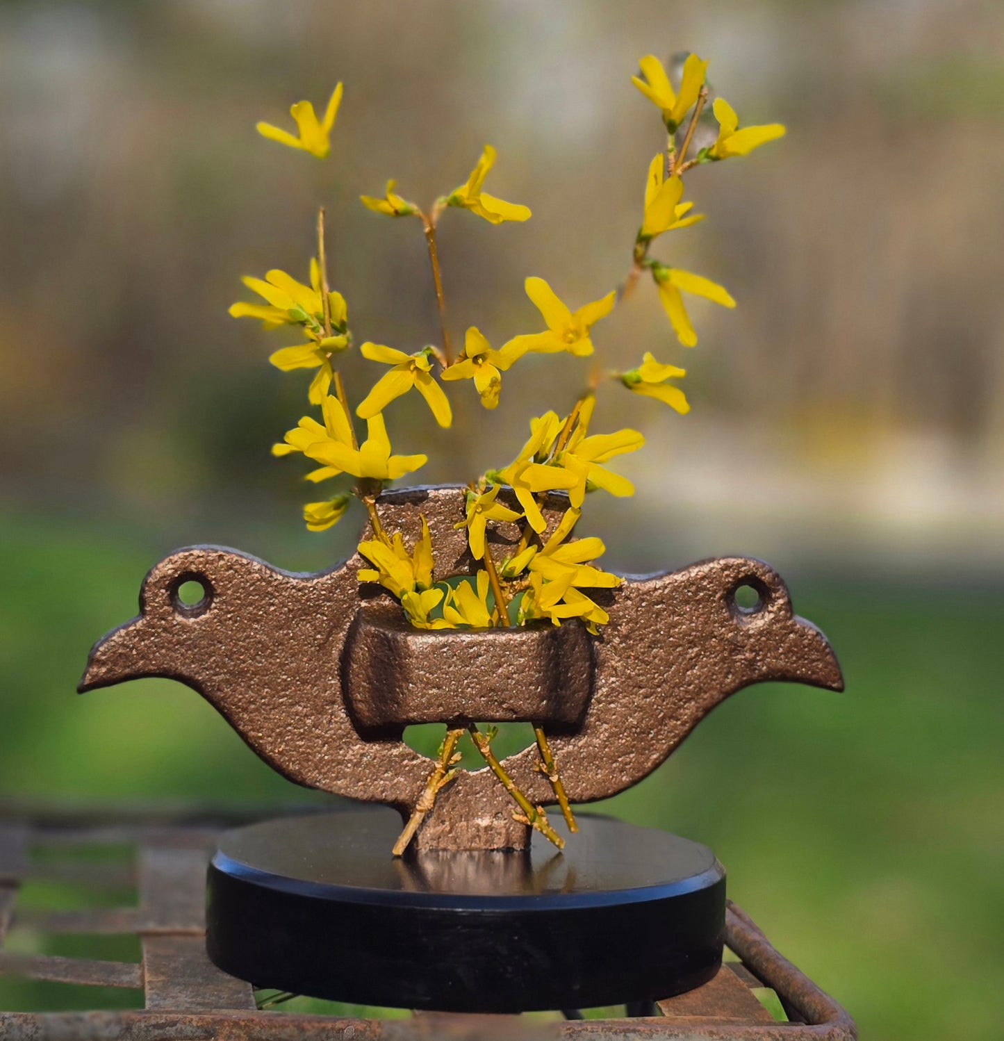 Antique Painted SnowBird on Reclaimed Lamp Base