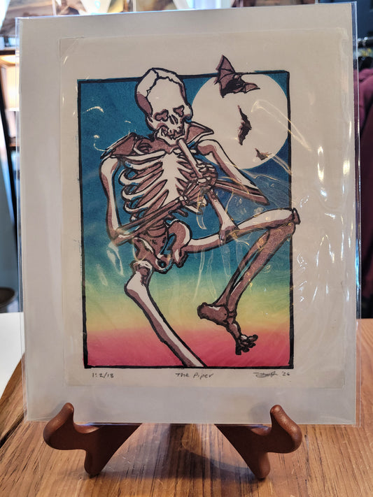 "The Piper" | Numbered Woodcut Print by Dan Fionte