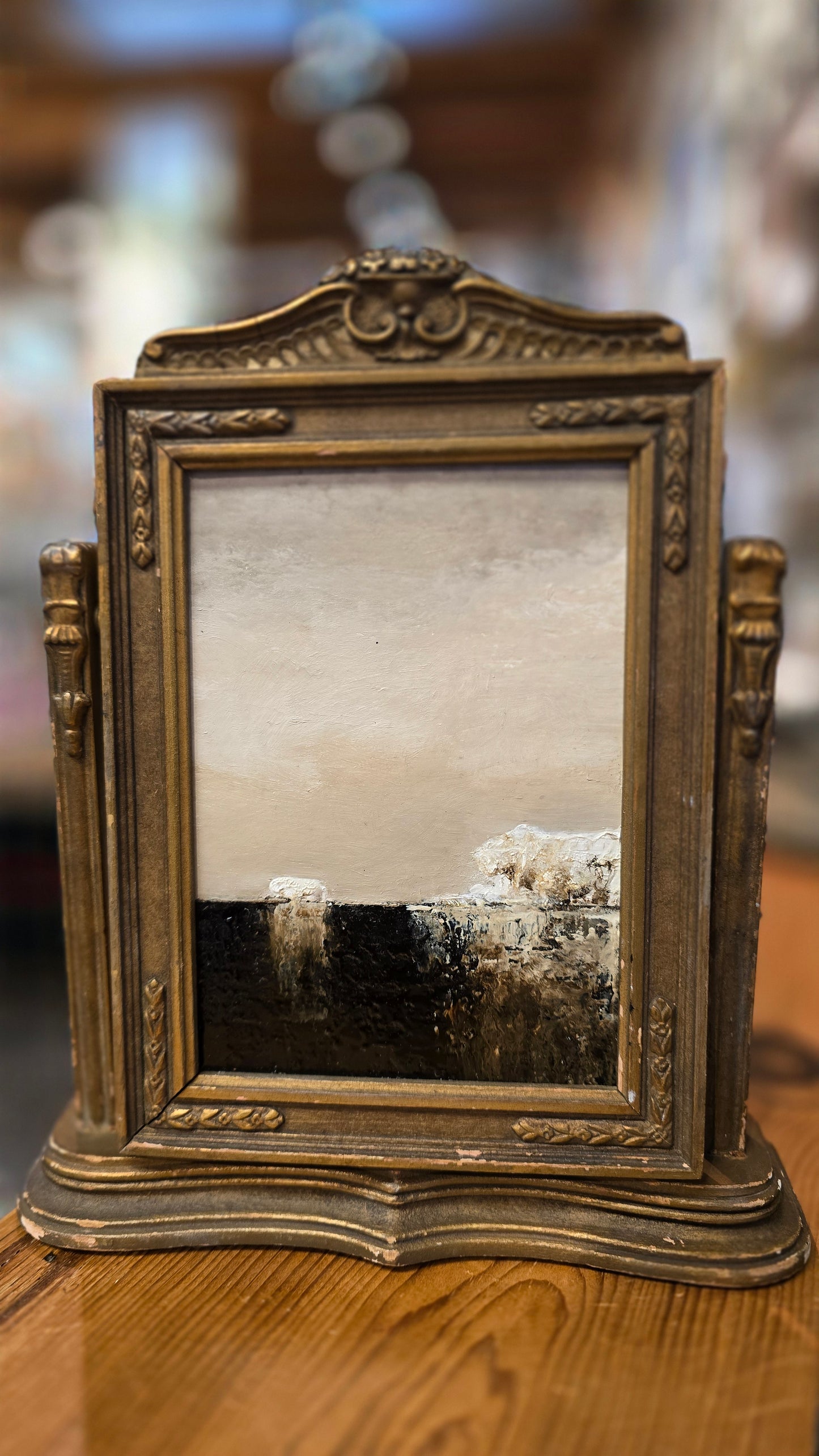 “After Ice" | Original Tar & Oil in Antique table Frame| Chris Volpe