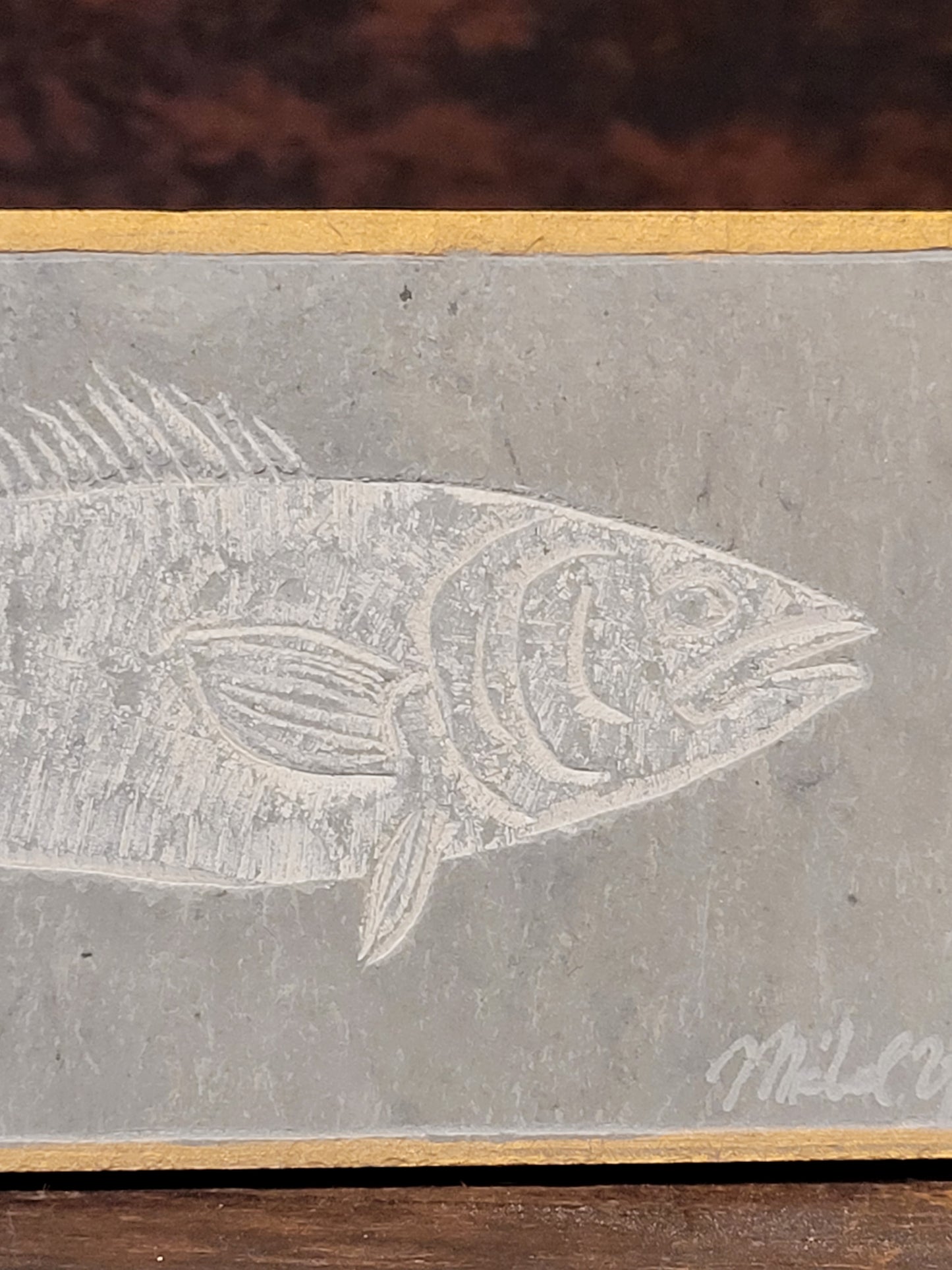 Fish Carved on Slate | Sm Rectangle | Updike