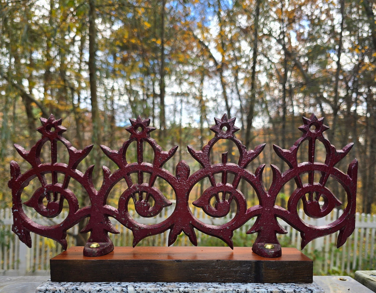 Antique Painted Snowdog on Navy Yard Redwood