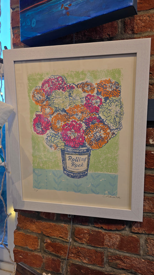Chris Robinson | Rolling Rock Flowers | Silkscreen Framed