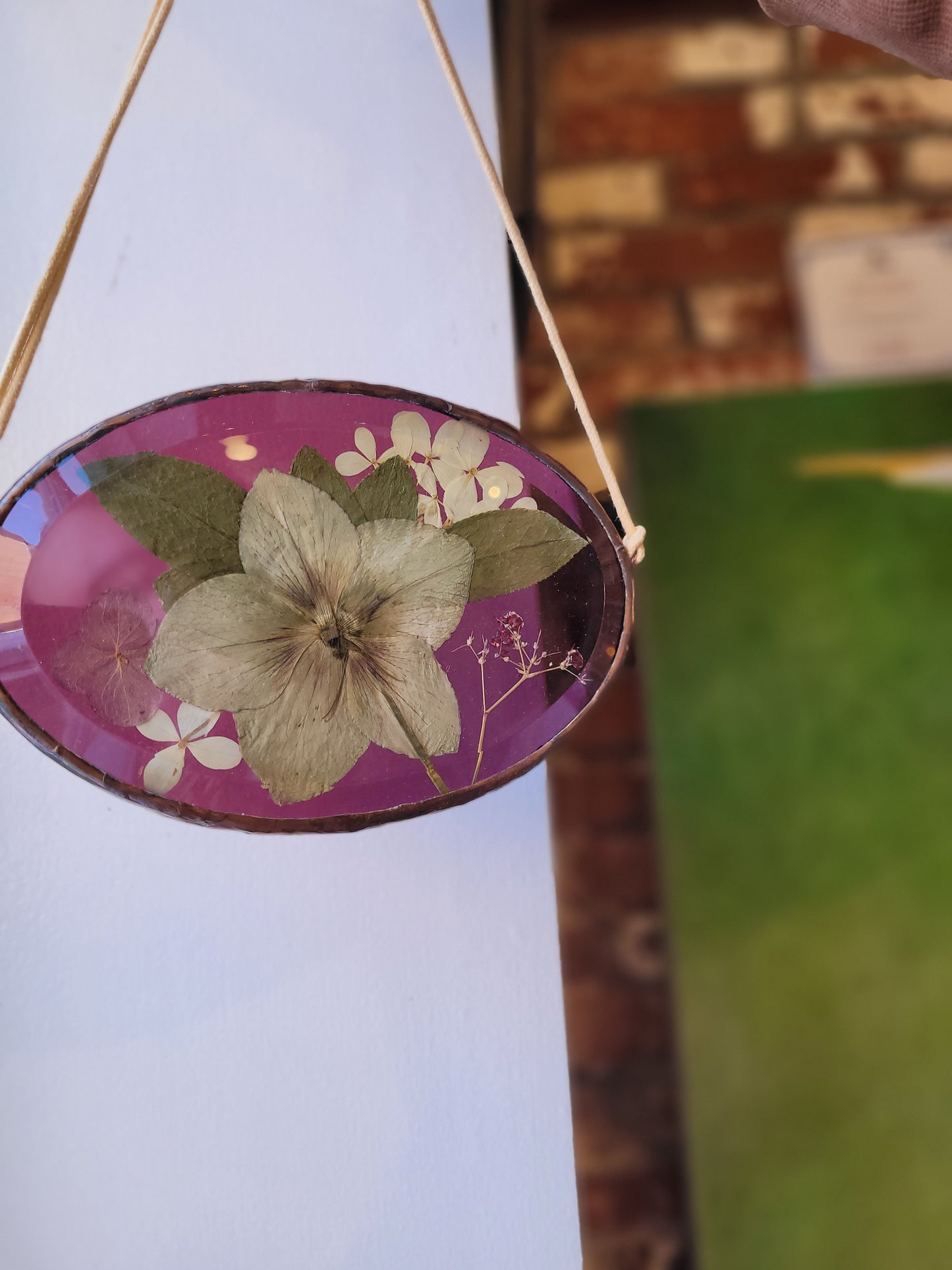 Pressed Flowers Hanging | Beveled Glass | Large