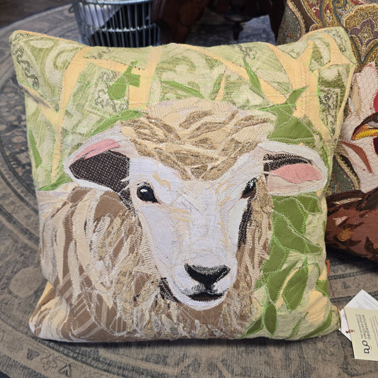 Sheep | Reclaimed Fabrics w/stitching illustration | DUO