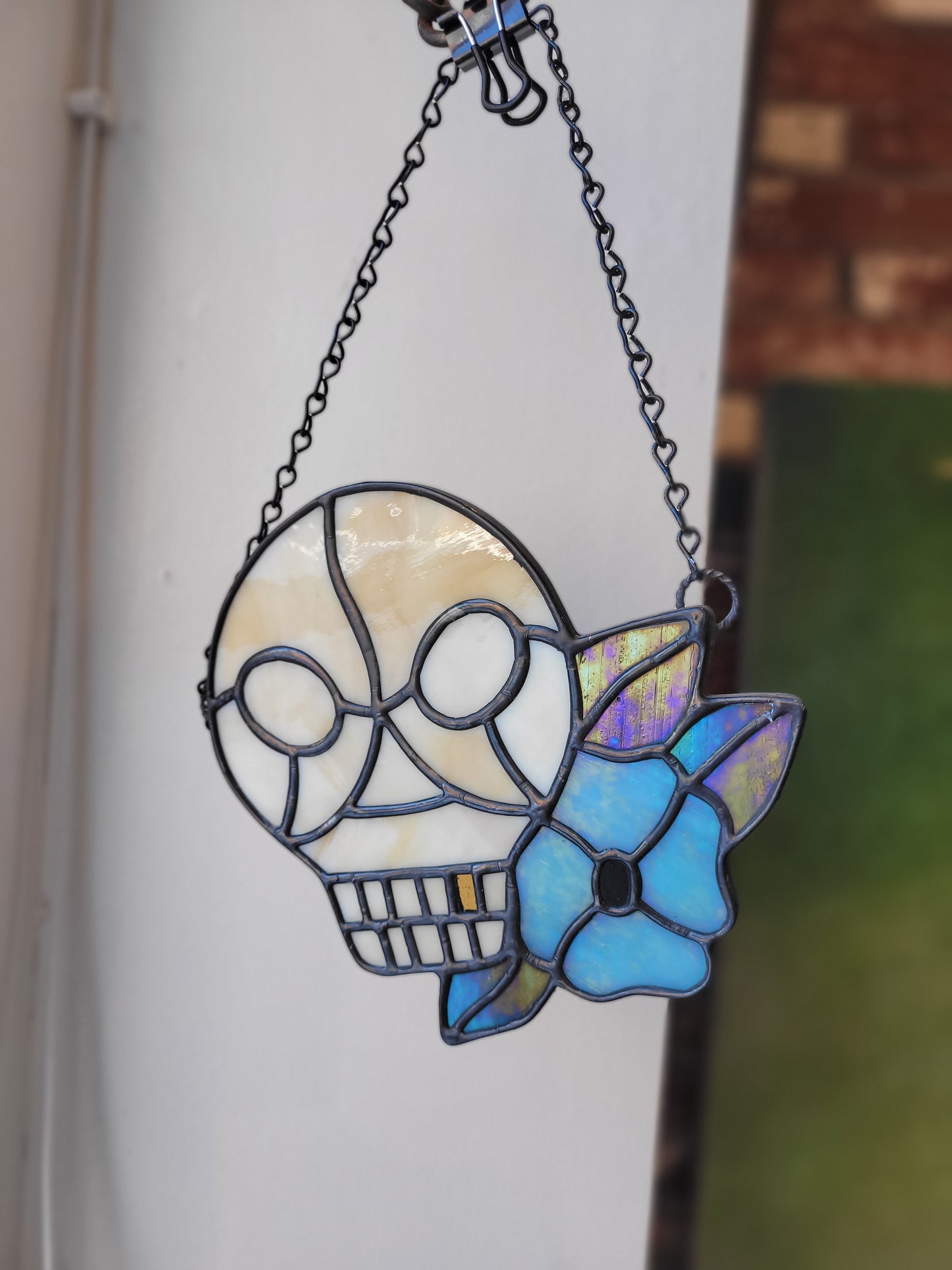 Skull w/Flower Design | Stained Glass | Afterlife Glass