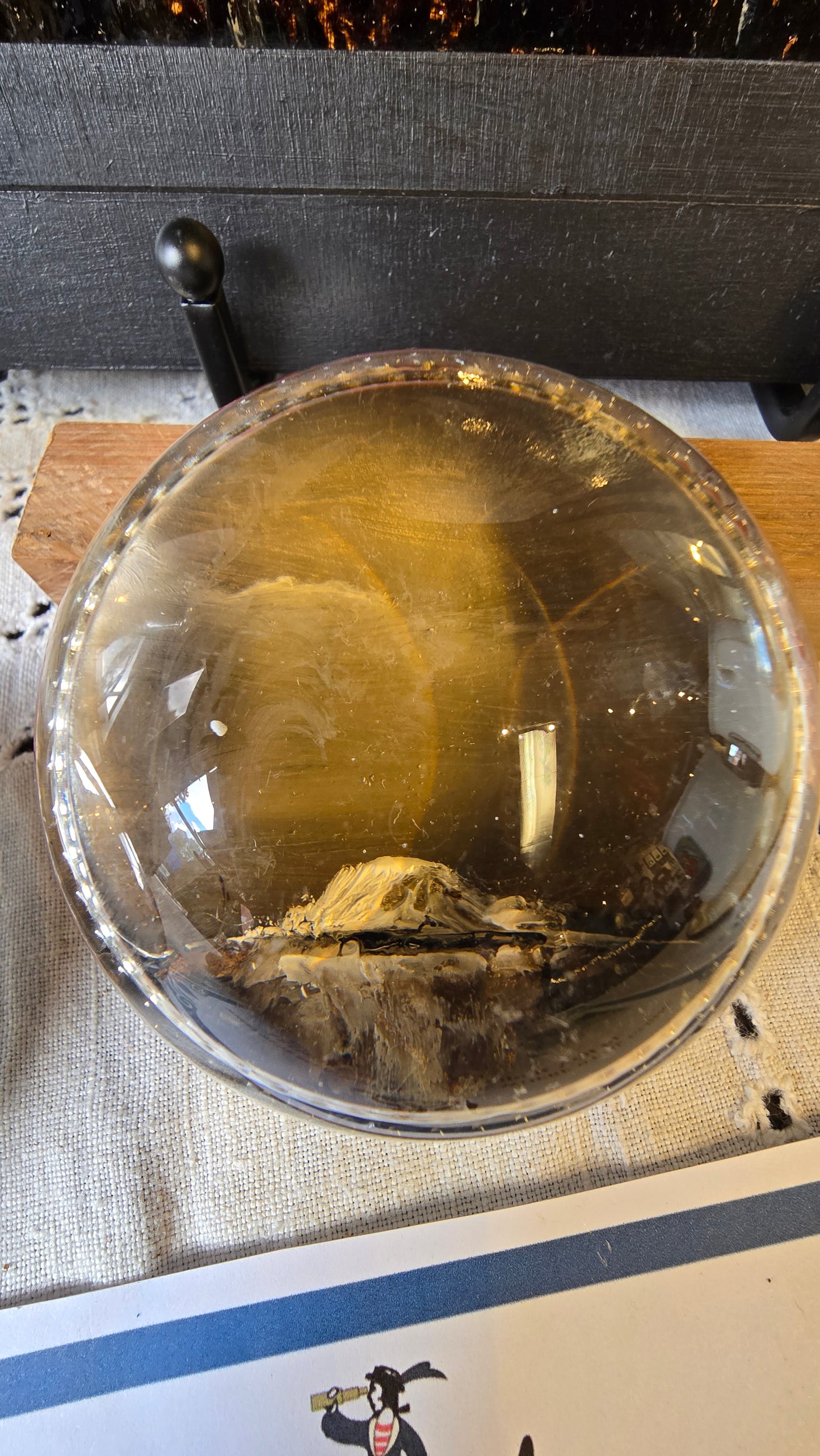 “Domed Ice" | Original Tar & Oil | Antique Magnifier Paperweight | Chris Volpe