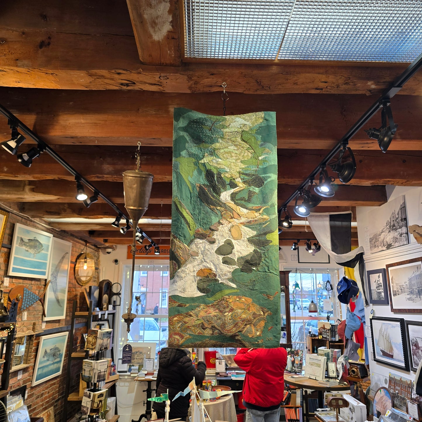 Cascading River Tapestry No.1 | Reclaimed Fabrics on Hand-Crafted Frame | DUO
