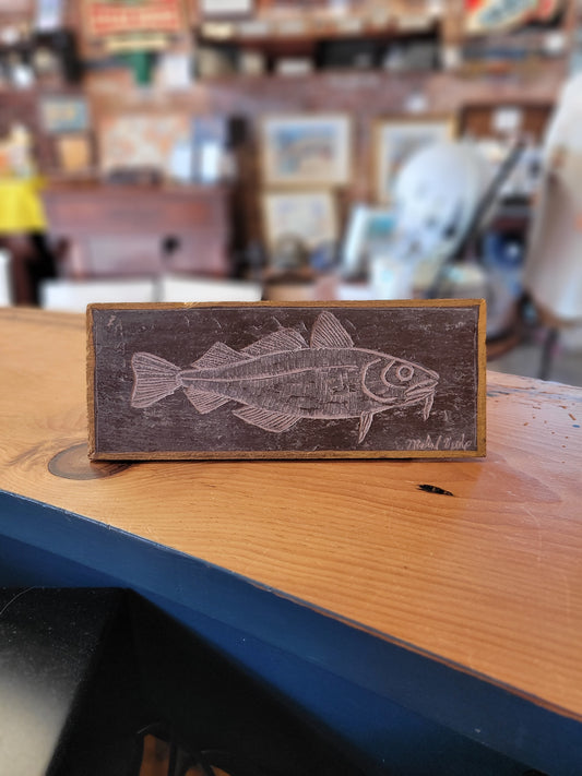 Cod Carved on Purple Slate | Updike