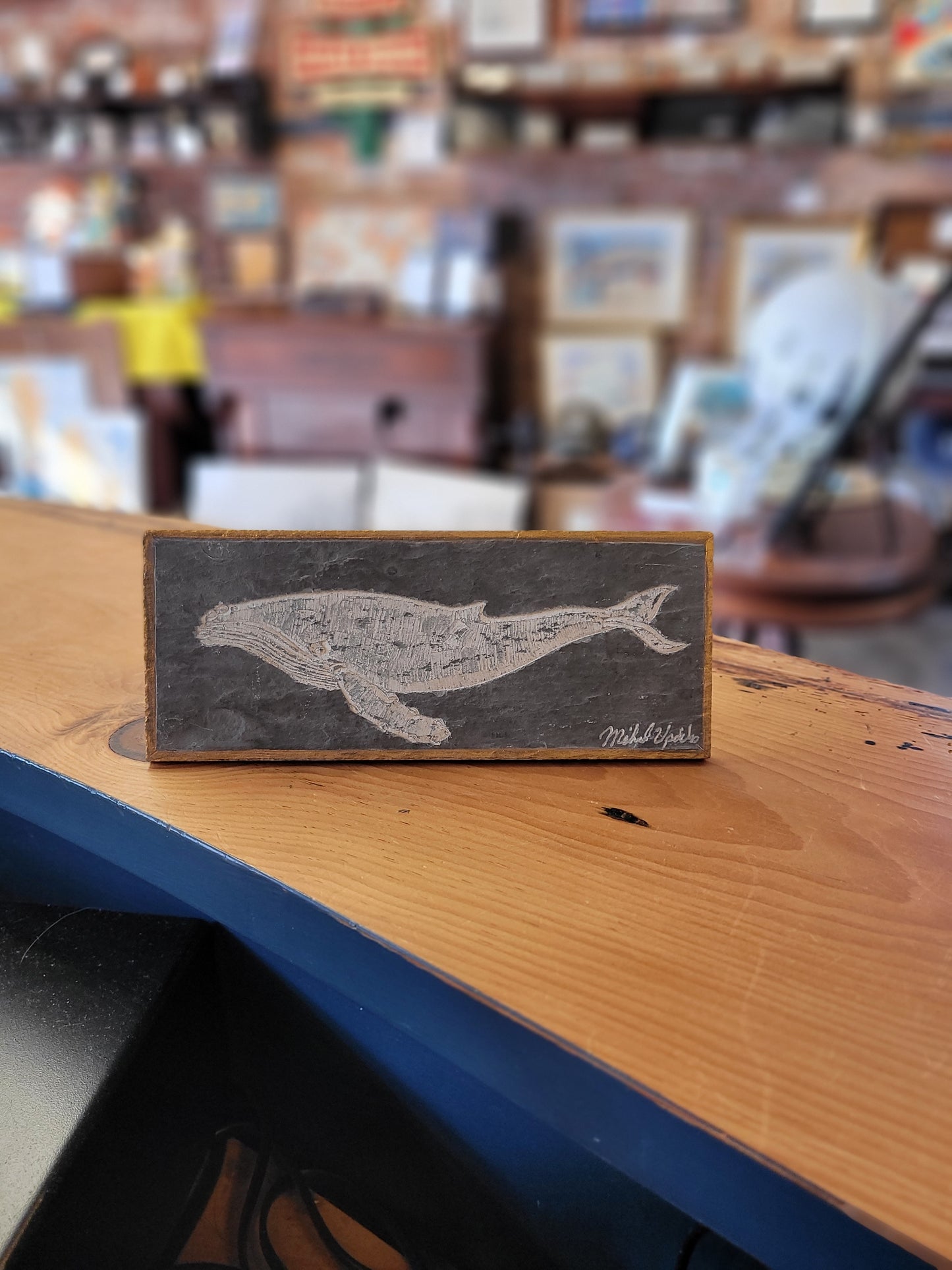Whale  l Carved on Slate | Sm Rectangle | Updike