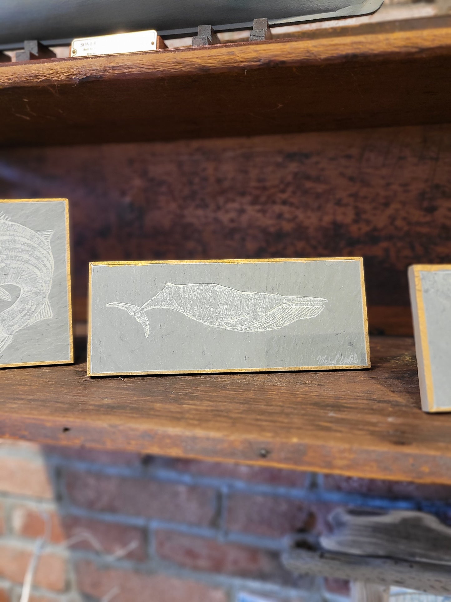 Humpback Whale Carved on Slate | Sm Rectangle | Updike