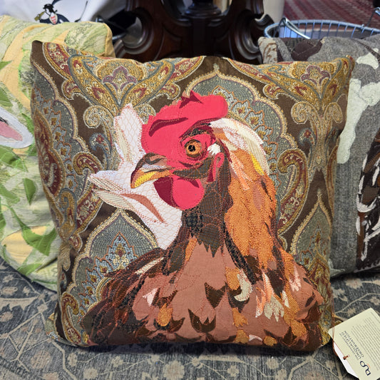 Rooster | Reclaimed Fabrics w/stitching illustration | DUO