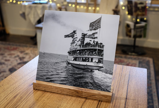 Steamer Plymouth | Metal Print with Historic Wood Stand